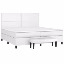 vidaXL Giroletto a Molle con Materasso Bianco 200x200cm in Similpelle - Vista aggiuntiva 3
