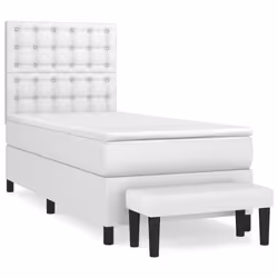 vidaXL Giroletto a Molle con Materasso Bianco 80x200 cm in Similpelle - Vista aggiuntiva 2
