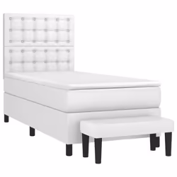 vidaXL Giroletto a Molle con Materasso Bianco 90x200 cm in Similpelle - Vista aggiuntiva 3