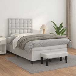 vidaXL Giroletto a Molle con Materasso Bianco 120x200 cm in Similpelle