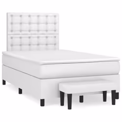 vidaXL Giroletto a Molle con Materasso Bianco 120x200 cm in Similpelle - Vista aggiuntiva 2