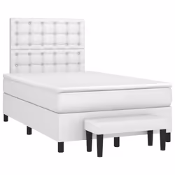 vidaXL Giroletto a Molle con Materasso Bianco 120x200 cm in Similpelle - Vista aggiuntiva 3