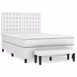 vidaXL Giroletto a Molle con Materasso Bianco 140x200 cm in Similpelle - Vista aggiuntiva 2