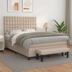 vidaXL Giroletto a Molle con Materasso Cappuccino 140x200cm Similpelle