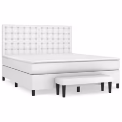 vidaXL Giroletto a Molle con Materasso Bianco 180x200 cm in Similpelle - Vista aggiuntiva 2