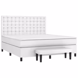 vidaXL Giroletto a Molle con Materasso Bianco 180x200 cm in Similpelle - Vista aggiuntiva 3