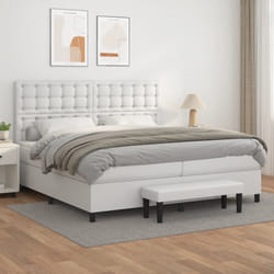 vidaXL Giroletto a Molle con Materasso Bianco 200x200cm in Similpelle