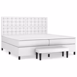 vidaXL Giroletto a Molle con Materasso Bianco 200x200cm in Similpelle - Vista aggiuntiva 2