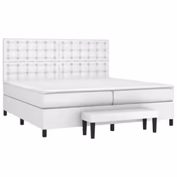 vidaXL Giroletto a Molle con Materasso Bianco 200x200cm in Similpelle - Vista aggiuntiva 3