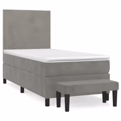 vidaXL Giroletto a Molle con Materasso Grigio Chiaro 80x200 cm Velluto - Vista aggiuntiva 2