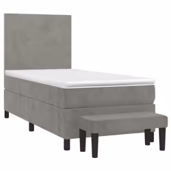 vidaXL Giroletto a Molle con Materasso Grigio Chiaro 80x200 cm Velluto - Vista aggiuntiva 3