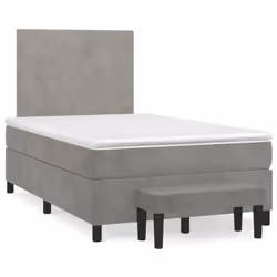 vidaXL Giroletto a Molle con Materasso Grigio Chiaro 120x200cm Velluto - Vista aggiuntiva 2