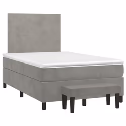 vidaXL Giroletto a Molle con Materasso Grigio Chiaro 120x200cm Velluto - Vista aggiuntiva 3