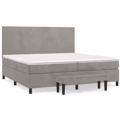 vidaXL Giroletto a Molle con Materasso Grigio Chiaro 200x200cm Velluto - Vista aggiuntiva 2