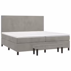 vidaXL Giroletto a Molle con Materasso Grigio Chiaro 200x200cm Velluto - Vista aggiuntiva 3
