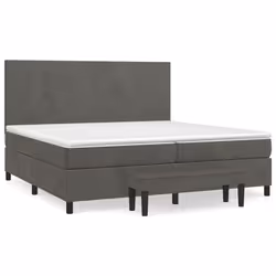 vidaXL Giroletto a Molle con Materasso Grigio Scuro 200x200 cm Velluto - Vista aggiuntiva 2