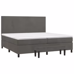 vidaXL Giroletto a Molle con Materasso Grigio Scuro 200x200 cm Velluto - Vista aggiuntiva 3