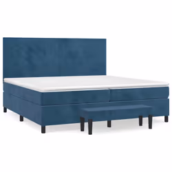 vidaXL Giroletto a Molle con Materasso Blu Scuro 200x200 cm in Velluto - Vista aggiuntiva 2