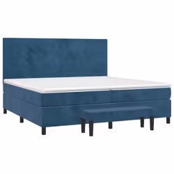 vidaXL Giroletto a Molle con Materasso Blu Scuro 200x200 cm in Velluto - Vista aggiuntiva 3