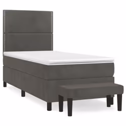 Giroletto a Molle con Materasso Grigio Scuro 80x200 cm Vellutocod mxl 75258 - Vista aggiuntiva 2