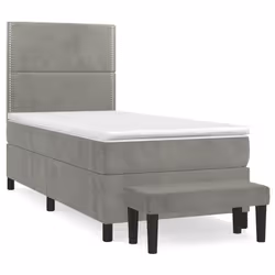 Giroletto a Molle con Materasso Grigio Chiaro 100x200cm Vellutocod mxl 75259 - Vista aggiuntiva 2