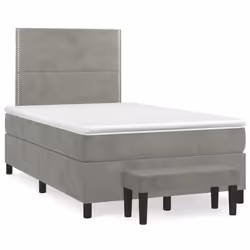 vidaXL Giroletto a Molle con Materasso Grigio Chiaro 120x200cm Velluto - Vista aggiuntiva 2