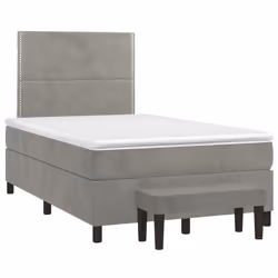 vidaXL Giroletto a Molle con Materasso Grigio Chiaro 120x200cm Velluto - Vista aggiuntiva 3