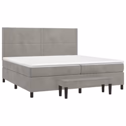 vidaXL Giroletto a Molle con Materasso Grigio Chiaro 200x200cm Velluto - Vista aggiuntiva 3