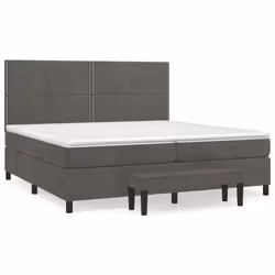 vidaXL Giroletto a Molle con Materasso Grigio Scuro 200x200 cm Velluto - Vista aggiuntiva 2