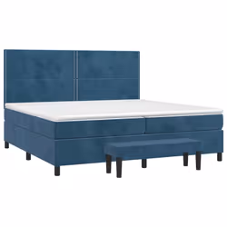 vidaXL Giroletto a Molle con Materasso Blu Scuro 200x200 cm in Velluto - Vista aggiuntiva 3