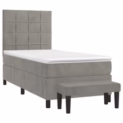 vidaXL Giroletto a Molle con Materasso Grigio Chiaro 80x200 cm Velluto - Vista aggiuntiva 3