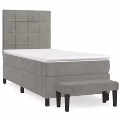 Giroletto a Molle con Materasso Grigio Chiaro 90x190 cm Vellutocod mxl 99256 - Vista aggiuntiva 2