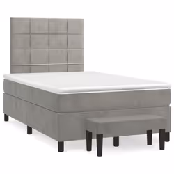 vidaXL Giroletto a Molle con Materasso Grigio Chiaro 120x200cm Velluto - Vista aggiuntiva 2