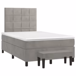 vidaXL Giroletto a Molle con Materasso Grigio Chiaro 120x200cm Velluto - Vista aggiuntiva 3