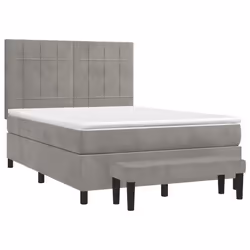 vidaXL Giroletto a Molle con Materasso Grigio Chiaro 140x190cm Velluto - Vista aggiuntiva 3