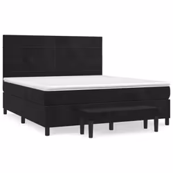vidaXL Giroletto a Molle con Materasso Nero 180x200 cm in Velluto - Vista aggiuntiva 2
