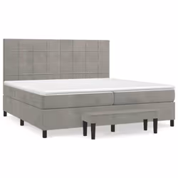 vidaXL Giroletto a Molle con Materasso Grigio Chiaro 200x200cm Velluto - Vista aggiuntiva 2