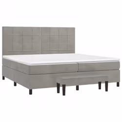 vidaXL Giroletto a Molle con Materasso Grigio Chiaro 200x200cm Velluto - Vista aggiuntiva 3