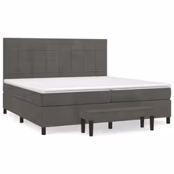 vidaXL Giroletto a Molle con Materasso Grigio Scuro 200x200 cm Velluto - Vista aggiuntiva 2