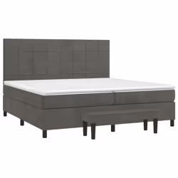 vidaXL Giroletto a Molle con Materasso Grigio Scuro 200x200 cm Velluto - Vista aggiuntiva 3
