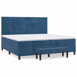 vidaXL Giroletto a Molle con Materasso Blu Scuro 200x200 cm in Velluto - Vista aggiuntiva 2
