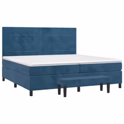 vidaXL Giroletto a Molle con Materasso Blu Scuro 200x200 cm in Velluto - Vista aggiuntiva 3
