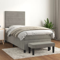 Giroletto a Molle con Materasso Grigio Chiaro 80x200 cm Vellutocod mxl 99268