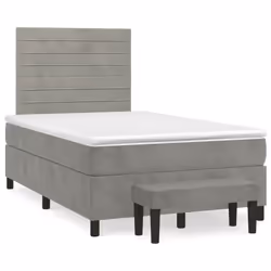 vidaXL Giroletto a Molle con Materasso Grigio Chiaro 120x200cm Velluto - Vista aggiuntiva 2