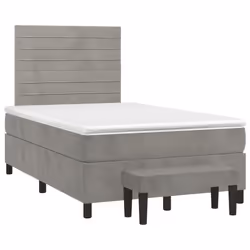vidaXL Giroletto a Molle con Materasso Grigio Chiaro 120x200cm Velluto - Vista aggiuntiva 3