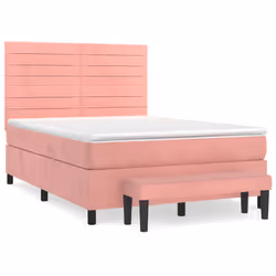 Giroletto a Molle con Materasso Rosa 140x190 cm in Vellutocod mxl 99263 - Vista aggiuntiva 2