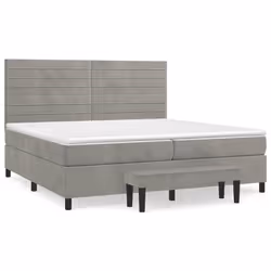 vidaXL Giroletto a Molle con Materasso Grigio Chiaro 200x200cm Velluto - Vista aggiuntiva 2