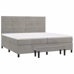 vidaXL Giroletto a Molle con Materasso Grigio Chiaro 200x200cm Velluto - Vista aggiuntiva 3