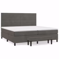 vidaXL Giroletto a Molle con Materasso Grigio Scuro 200x200 cm Velluto - Vista aggiuntiva 2