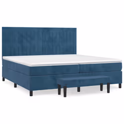 vidaXL Giroletto a Molle con Materasso Blu Scuro 200x200 cm in Velluto - Vista aggiuntiva 2